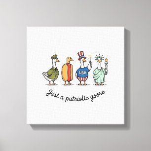 Patriotic Goose Vintage Engraving Funny USA Shirt  Canvas Print