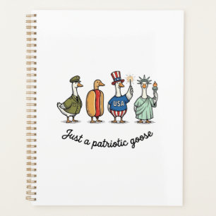 Patriotic Goose Vintage Engraving Funny USA Shirt Planner