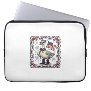 Patriotic Goose Vintage Engraving Laptop Sleeve