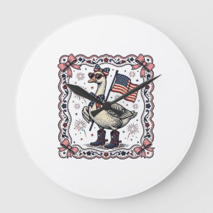 Patriotic Goose Vintage Engraving Large Clock