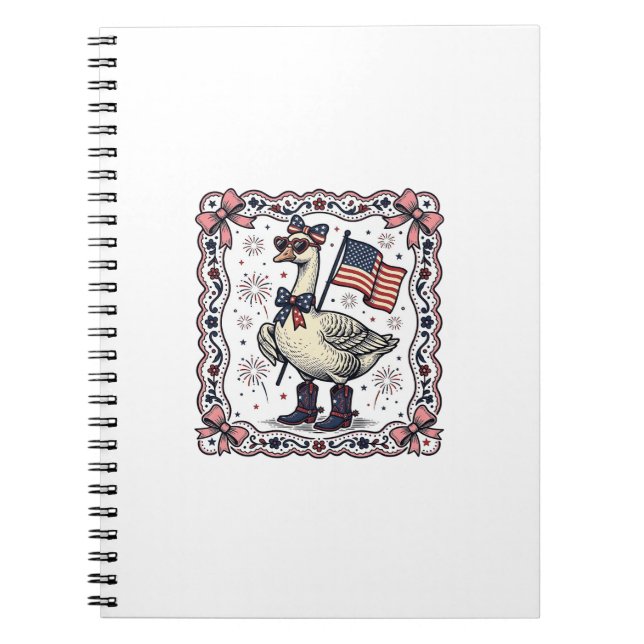Patriotic Goose Vintage Engraving Notebook (Front)