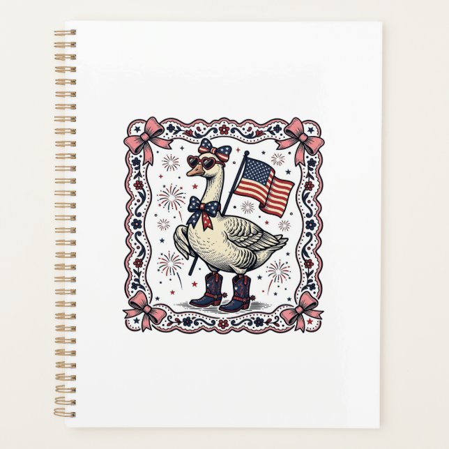 Patriotic Goose Vintage Engraving Planner (Front)