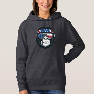Patriotic Gorilla Face Vintage Engraving Vector_1 Hoodie
