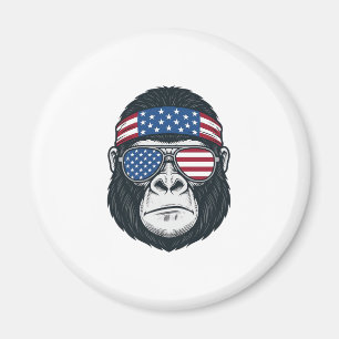 Patriotic Gorilla Face Vintage Engraving Vector_1 Magnet