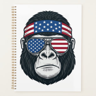 Patriotic Gorilla Face Vintage Engraving Vector_1 Planner