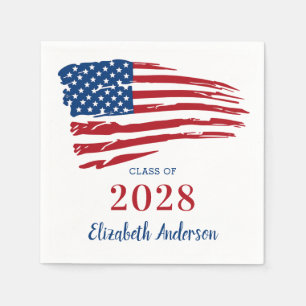 Patriotic Graduation USA American Flag Military Napkin