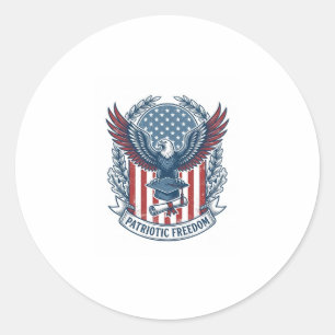 Patriotic Graduation Vector Graphic Tee Classic Round Sticker