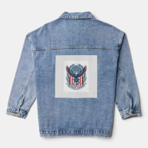 Patriotic Graduation Vector Graphic Tee Denim Jacket