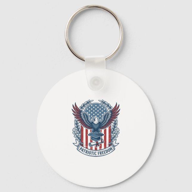 Patriotic Graduation Vector Graphic Tee Key Ring (Front)