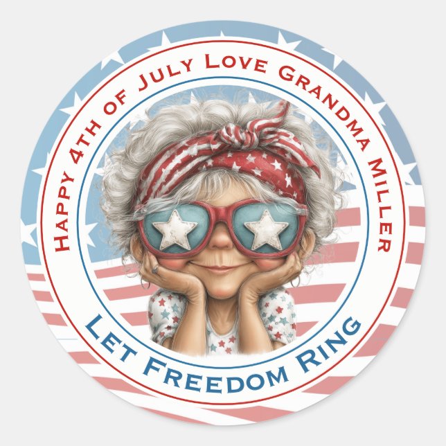 Patriotic Grandma 4th of July Sticker (Front)