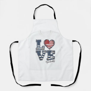 Patriotic Grandma Life Love Vintage Shirt Design_1 Apron