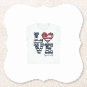 Patriotic Grandma Life Love Vintage Shirt Design_1 Paper Coaster