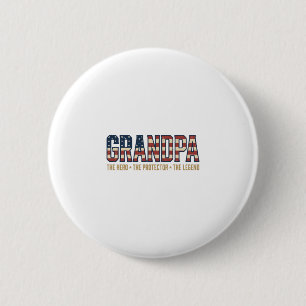 Patriotic Grandpa Hero Protector Legend Vector Des 6 Cm Round Badge