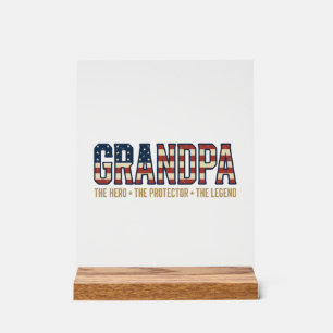 Patriotic Grandpa Hero Protector Legend Vector Des Acrylic Sign