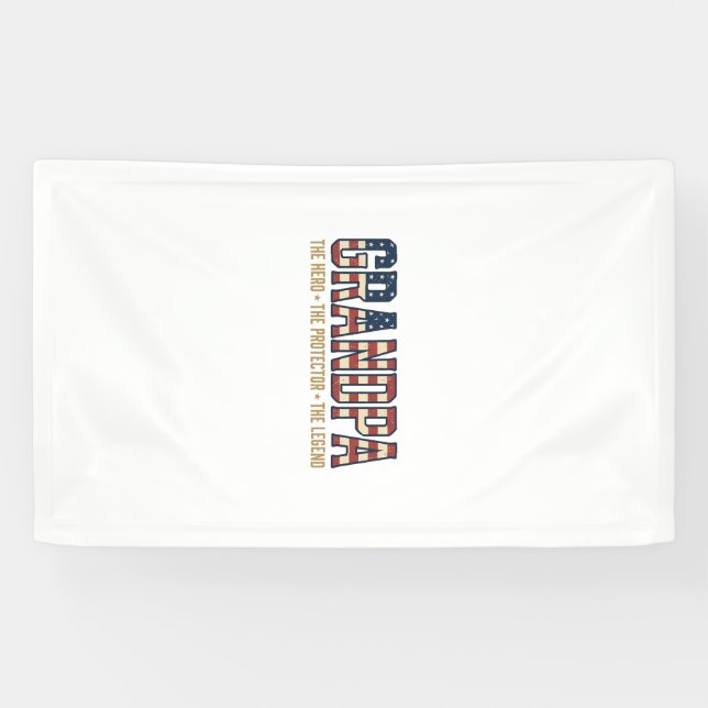 Patriotic Grandpa Hero Protector Legend Vector Des Banner (Horizontal)