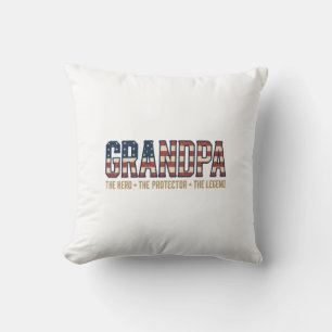 Patriotic Grandpa Hero Protector Legend Vector Des Cushion