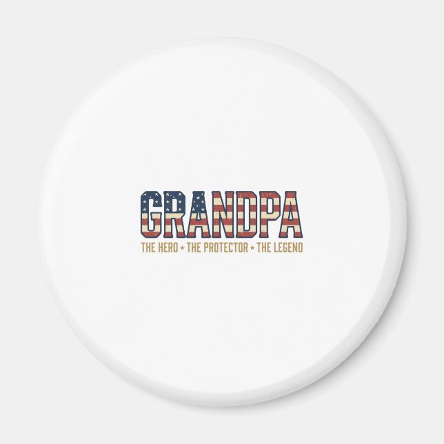 Patriotic Grandpa Hero Protector Legend Vector Des Magnet (Front)