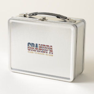 Patriotic Grandpa Hero Protector Legend Vector Des Metal Lunch Box