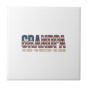 Patriotic Grandpa Hero Protector Legend Vector Des Tile