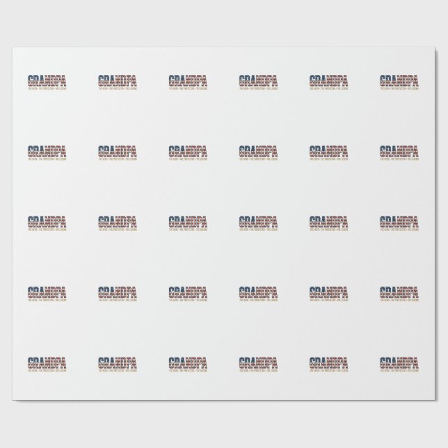 Patriotic Grandpa Hero Protector Legend Vector Des Wrapping Paper (Flat)