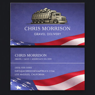 Patriotic Gravel Delivery Truck Services Business Card