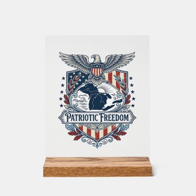 Patriotic Great Lakes Pride Vector Graphic Tee_1 Acrylic Sign (Front)