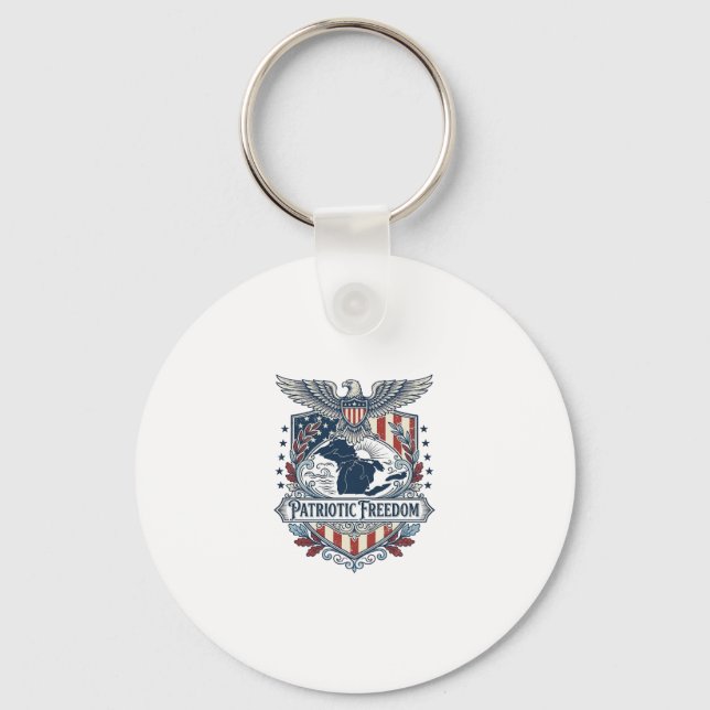 Patriotic Great Lakes Pride Vector Graphic Tee_1 Key Ring (Front)