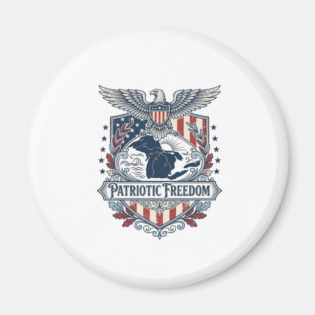 Patriotic Great Lakes Pride Vector Graphic Tee_1 Magnet (Front)