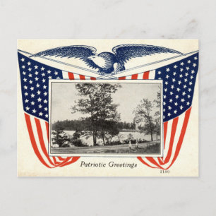 Patriotic Greetings American Flag 1914 Vintage Postcard