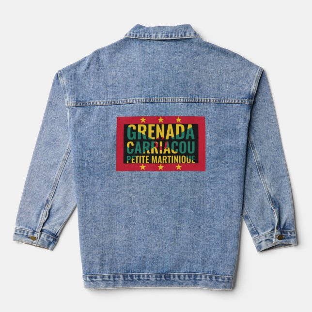Patriotic GRENADA FLAG Denim Jacket (Back)