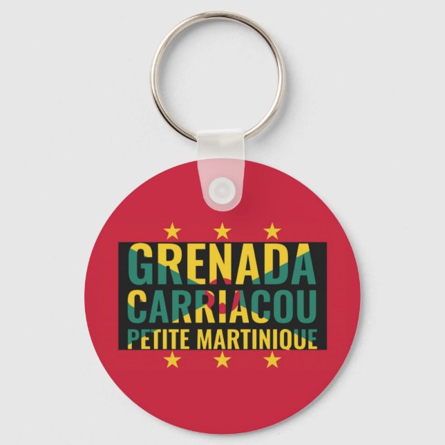 Patriotic Grenada Flag Key Ring (Front)