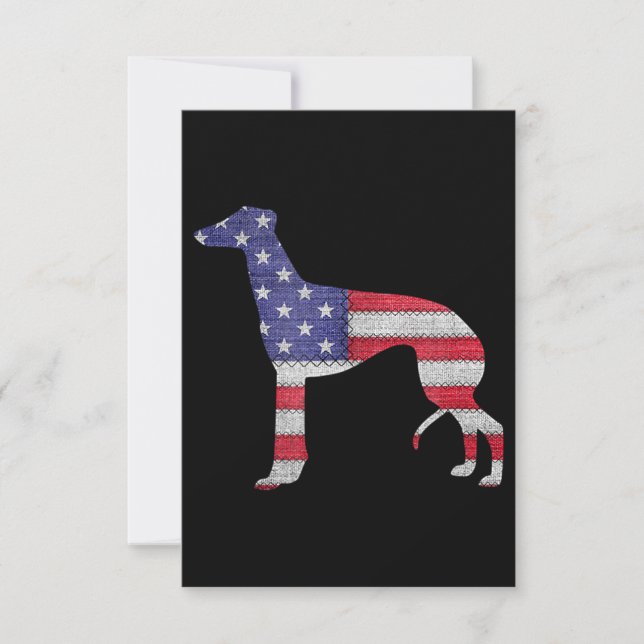 Patriotic Greyhound American Flag Embroidery Thank You Card (Front)