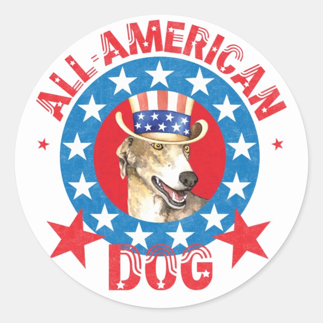 Patriotic Greyhound Classic Round Sticker (Front)