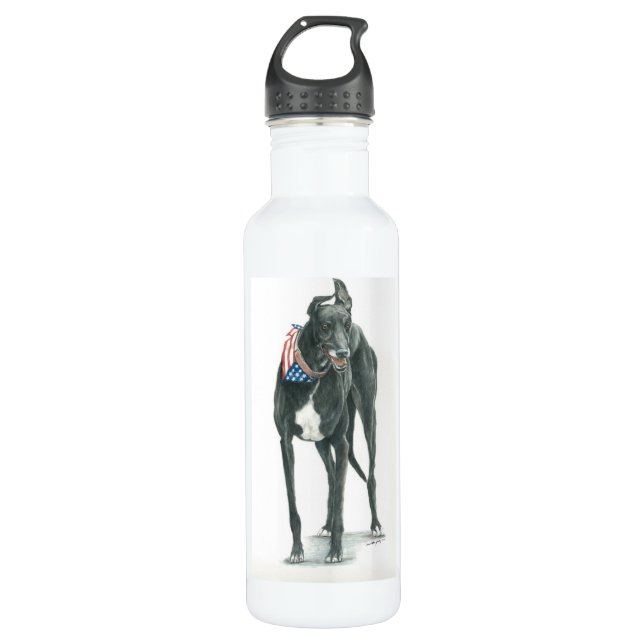 Patriotic Greyhound Dog Art 710 Ml Water Bottle (Front)