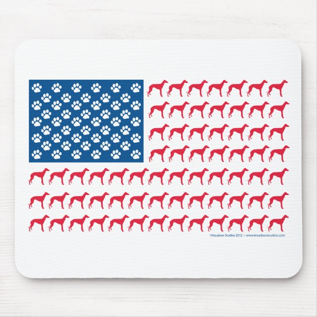 Patriotic Greyhound Dog Mouse Mat (Front)