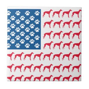 Patriotic Greyhound Dog Tile