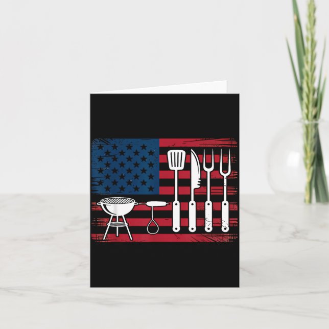 Patriotic Grilling Bbq Utensil Flag Pitmaster Card (Front)