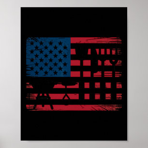 Patriotic Grilling Bbq Utensil Us Flag Pitmaster B Poster