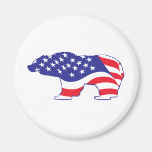 Patriotic Grizzly Bear Magnet