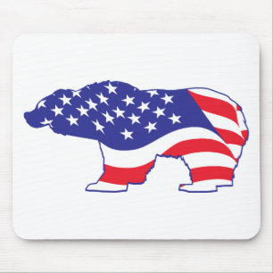 Patriotic Grizzly Bear Mouse Mat