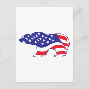 Patriotic Grizzly Bear Postcard
