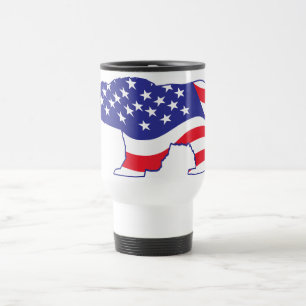 Patriotic Grizzly Bear Travel Mug