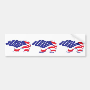 Patriotic-Grizzly Bumper Sticker