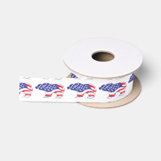 Patriotic-Grizzly-distress Satin Ribbon