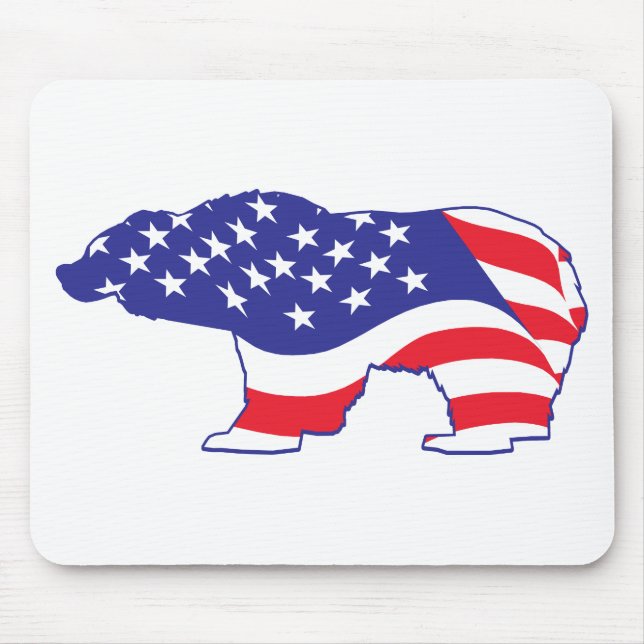 Patriotic-Grizzly Mouse Mat (Front)