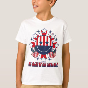 Patriotic groovy Happy Face -peace sign Happy 4th T-Shirt