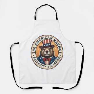 Patriotic Groundhog Vintage Engraving Shirt Design Apron