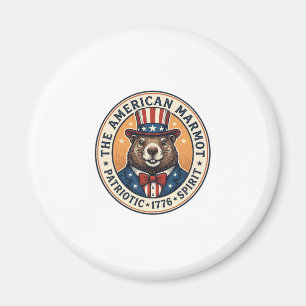 Patriotic Groundhog Vintage Engraving Shirt Design Magnet