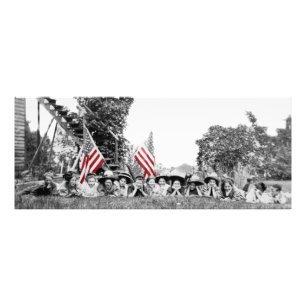 Patriotic Group Women American Flag Circa 1910 Photo Print