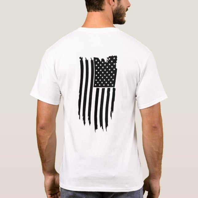 *~* Patriotic Grunge American - USA Flag Modern T-Shirt (Back)